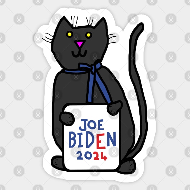 Cute Cat with Joe Biden 2024 Sign Sticker by ellenhenryart